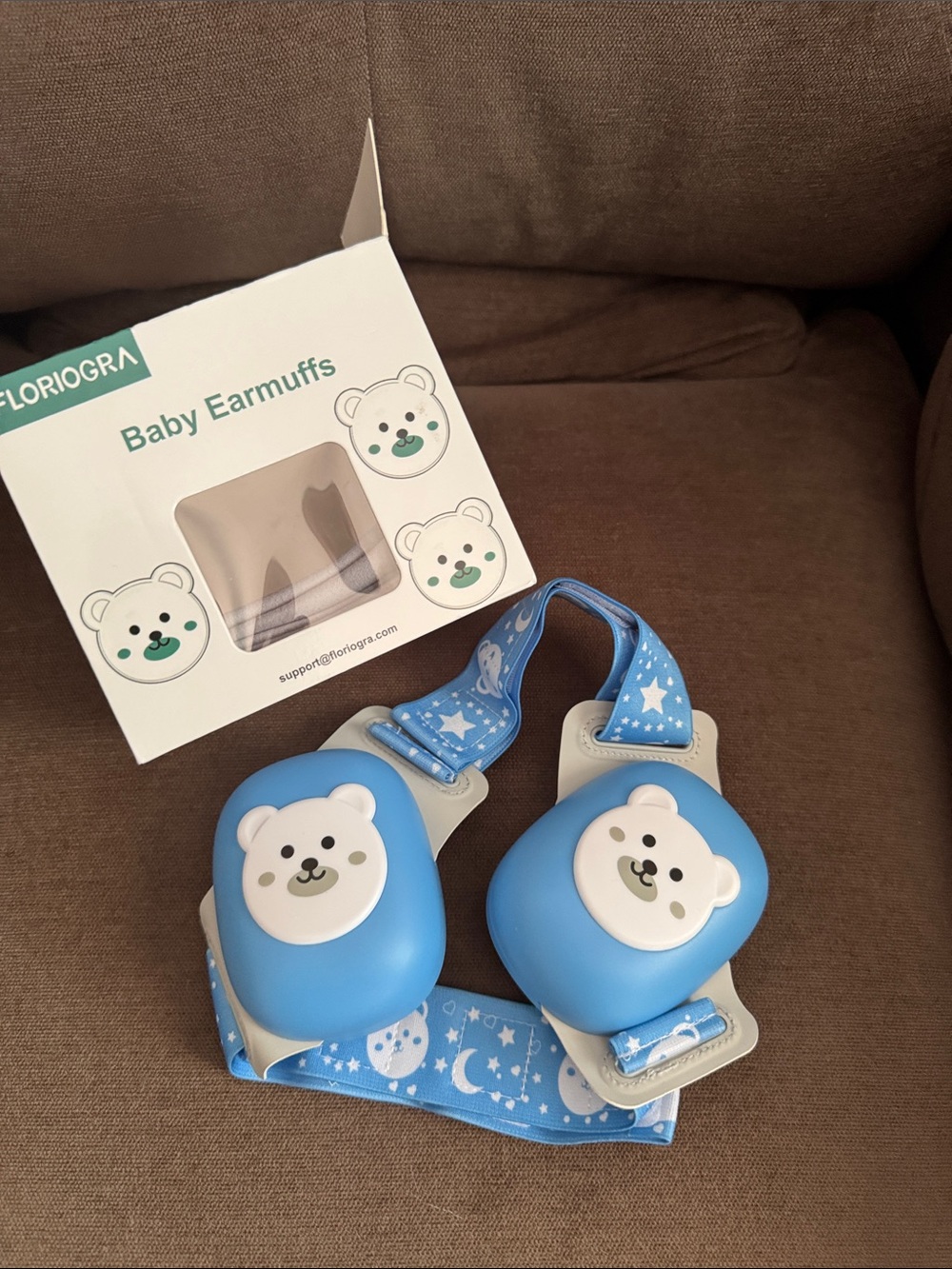 Blue Baby Ear Protectors with Bear Motif